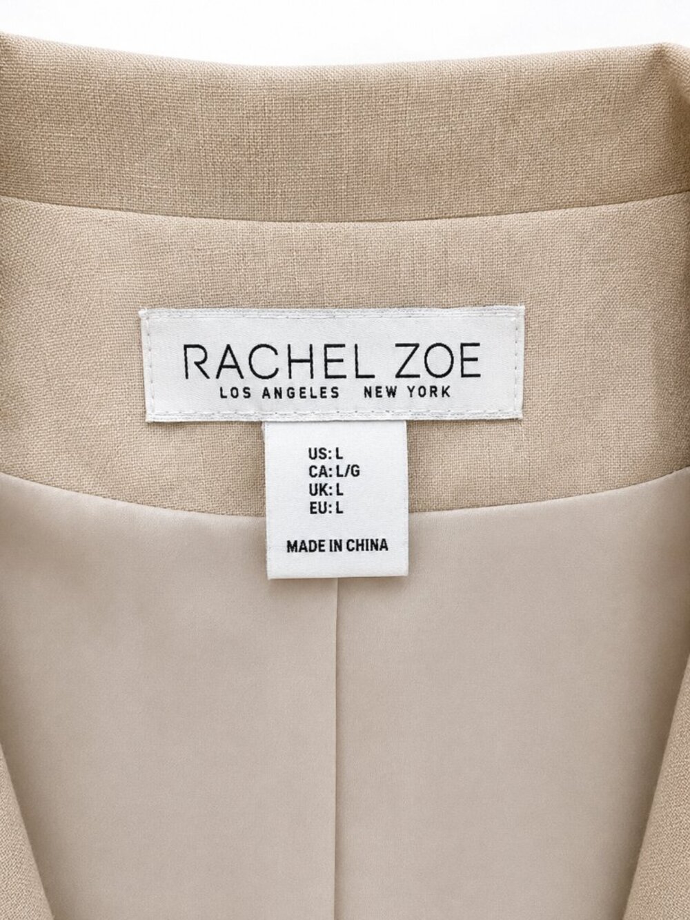 Rachel Zoe Linen Cotton Boyfriend Blazer Large Tan Oatmeal - Picture 8 of 8